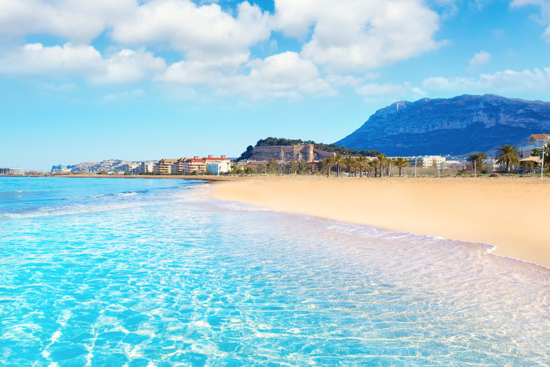 Denia beach in Alicante in blue Mediterranean